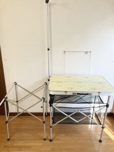  Coleman kitchen table + high stand used 