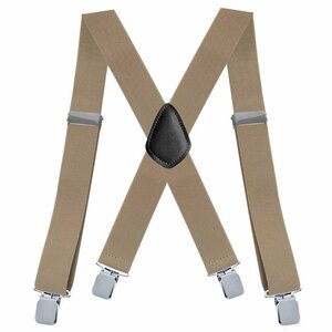 [ новый товар ] широкий подтяжки X type широкий зажим Elastic X-Back Pant Suspenders бежевый цвет [ бесплатная доставка ]