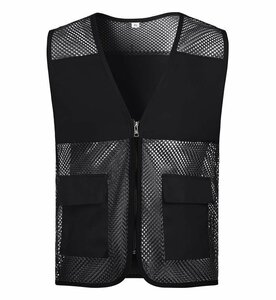 【新品】メッシュ ベスト ワーク ベスト Mesh Vest ユニホームベスト ブラック（黒）サイズ 4XL【送料無料】