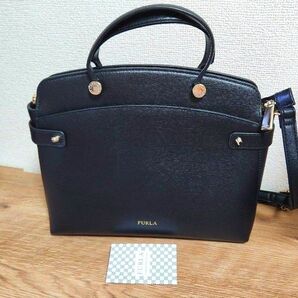 FURLA ハンドバッグ ブラック レザー アガタ