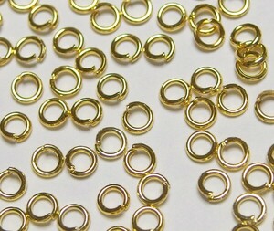 金具★丸カン 4mm (太さ0.8mm) 金色　20g(約400個)★【ご注文は合計500円から】 ゴールドカラー