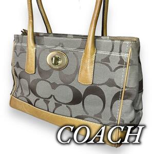 COACH　コーチ　ハンドトートバッグ　シグネチャー　キャンバス×レザー