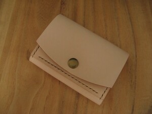 レザーコインケース 小銭入れ カード収納◆ヌメ革◆ハンドメイド 総手縫い