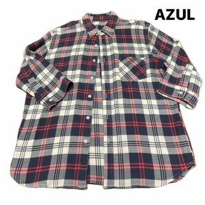 AZUL メンズ チェックシャツ　七分袖