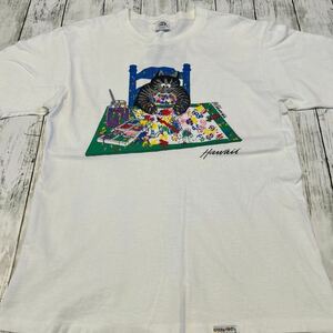 90s USA製 crazy shirts HAWAII クレイジーシャツ BKliban クリバンキャット 芸術 プリント ビンテージ 半袖Tシャツ