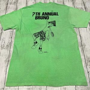 80s USA製 Hanes BEEFY-T ?TH ANNUAL BRUNO エロ パロディ IN OUT テニス Turk... ビンテージ プリント 半袖Tシャツ