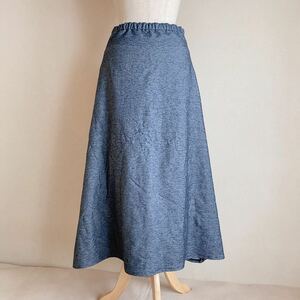 ハンドメイド　ロングスカート＊デニムニット＊M-L位＊