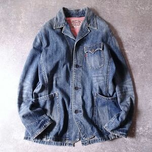 Levi's リーバイス 70802-03 加工 デニム ジャケット サックコート カバーオール メンズ (L) インディゴ ●r-016