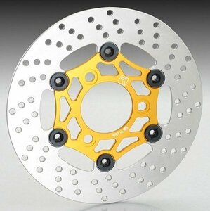 キタコ NSF100・NSR50/80・NSR-mini・エイプ50/100他　フローティングディスクローター[ゴールド/ブラック]　500-1418730