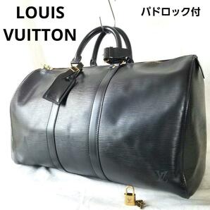 送料無料 Louis Vuitton ルイヴィトン カデナ パドロック 鍵付 エピ キーポル45 ノワール 黒 ブラック ボストンバッグ 旅行 出張 M59152 