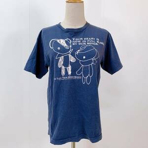 YH0453 Sumire レディース 半袖 Tシャツ 前後プリント 丸首 ネイビー 紺 シンプルスタイル カジュアルコーデ 夏 万能 USED 古着