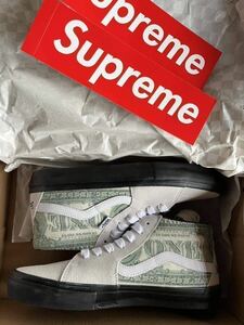 新品未使用 27.5cm 23SS Supreme Vans Dollar Skate Grosso Mid White US 9.5 シュプリーム バンズ ボックスロゴ ステッカー付