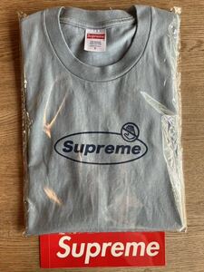 美品 Sサイズ 22FW Supreme Warning Tee Dusty Blue Small シュプリーム Tシャツ ダスティーブルー ボックスロゴ ステッカー付