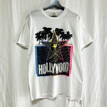 良品 90s 00s FRUIT OF THE LOOM 半袖 Tシャツ ラメプリント ヤシの木 ハリウッドシャツ フルーツオブザルーム 白 M_画像2