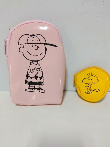 【未使用】PEANUTS 小物入れ ポーチ 2個セット リンネル付録 ウッドストック チャーリーブラウン SNOOPYスヌーピー