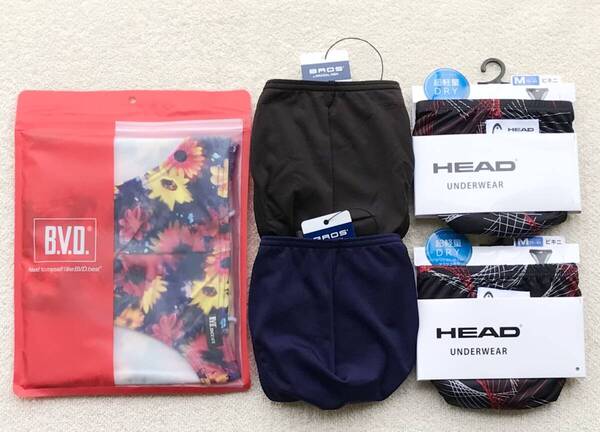 B.V.D&BROS&HEAD ビキニ ブリーフ Mサイズ 花柄 カラフル&シンプル ブラック&ネイビー&デザイン ブラック×レッド 5枚 ☆送料無料