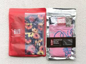 B.V.D&Levi's боксеры S размер Rollei z цветочный принт красочный & креветка розовый 2 шт. комплект 