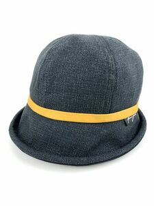 ユマジーン ハット リボン リネン混 日本製 帽子 ブランド レディース Mサイズ ネイビー YUMA