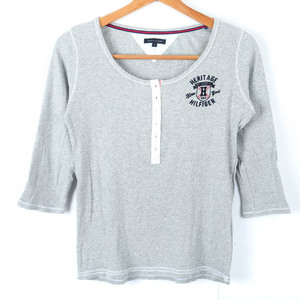 トミーヒルフィガー 半袖Ｔシャツ トップス カットソー レディース Mサイズ グレー TOMMY HILFIGER