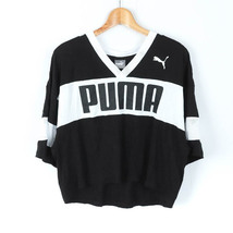 プーマ 半袖Ｔシャツ トップス ロゴT Vネック スポーツウエア レディース Mサイズ 黒×白 PUMA_画像1