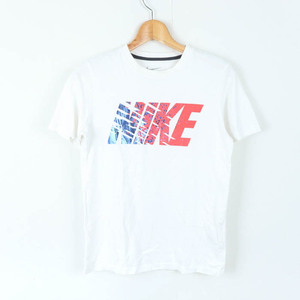 ナイキ 半袖Ｔシャツ トップス ロゴT ラメ スポーツウエア キッズ 男の子用 Mサイズ 白×赤×青 NIKE