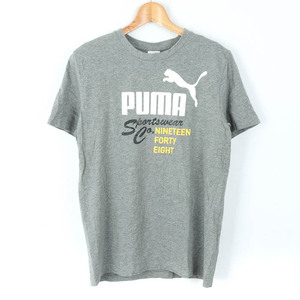 プーマ 半袖Ｔシャツ トップス ロゴT スポーツウエア コットン メンズ Sサイズ グレー×白×黒 PUMA