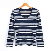 トミーヒルフィガー 長袖Ｔシャツ トップス カットソー ボーダー レディース Mサイズ ネイビー グレー TOMMY HILFIGER_画像1