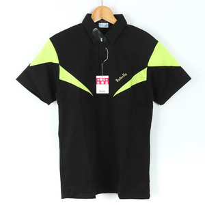 バタフライ 半袖ポロシャツ トップス 卓球 スポーツウエア 日本製 未使用品 メンズ Lサイズ 黒×黄緑 BUTTERFLY