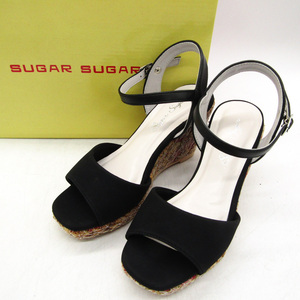 シュガーシュガー サンダル 未使用 ウエッジソール ストラップ シューズ 靴 黒 レディース Sサイズ ブラック SugarSugar