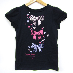 メゾピアノ 半袖Ｔシャツ トップス リボン柄 コットン キッズ 女の子用 M(150)サイズ ブラック mezzo piano