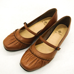 ベルフローリー パンプス 本革 レザー 幅広 3E ブランド シューズ 靴 日本製 レディース 22.5サイズ ブラウン BELL FLORRIE