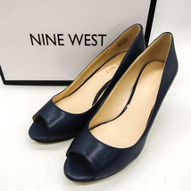 ナインウエスト パンプス オープントゥ ハイヒール 本革 レザー ブランド シューズ 靴 レディース 24サイズ ブルー NINE WEST_画像1