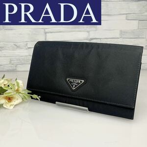 【美品】PRADA　プラダ　ナイロン 長財布　ブラック　シンプル