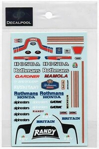 1|12 Honda NSR500 Rothmans Gardner Spencer WGP*86 rider decal only motorcycle Tamiya 