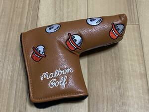 Malbon Golf マルボンゴルフ パター用 マグネット式 ヘッドカバー 茶　美品