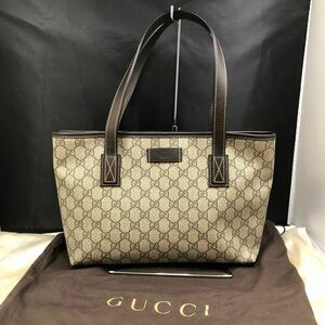 GUCCI グッチ トートバッグ トート ハンドバッグ バッグ ベージュ/ブラウン系 GG柄 PVC素材 レザー 保存袋付