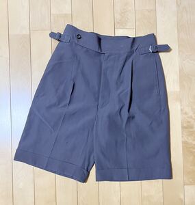 美品☆[UJOH] 定価47,300 SIDE BELT SHORT PNT サイドベルト ウールショーツ ハーフパンツ 2 日本製 M761-P51-100 ウジョー