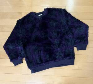 美品☆[SHAREEF] 20AW 定価29,700 BLOCK CHECK FUR L/S PULL OVER オーバーサイズ フェイクファー チェック プルオーバースウェット 2 