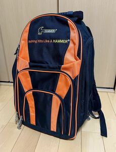 美品☆[HAMMER] TOURNAMENT BOWLING BACKPACK ボーリングリュック トーナメントバックパック オレンジ ブラック ハンマー