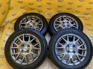 K-1097☆155/65R14 GOODYEAR ICENAVI6 2019年製☆VERTHANDI 14x4.5J+45 4/100 ハブ径約67㎜☆スタッドレス☆軽自動車全般に☆