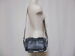 Jean Paul Gaultier Jean paul (pole) * Gaultier * black studs metal pipe frame shoulder bag 