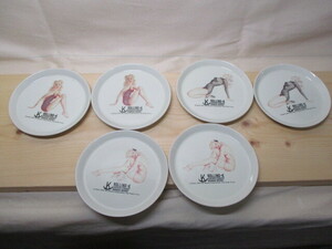 昭和レトロ コレクション●ROLLING-K ローリングK 女性 絵柄3種 ミニプレート 小皿 6点