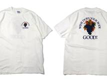 [XL] 90s Hanes Wine Does Your Body Good! プリント Tシャツ 白 1wash 未使用 ヘインズ 企業 ビンテージ vintage 80s_画像1