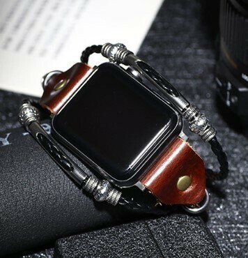 apple watch アップルウォッチ レザー ブレスレット バンド アンティーク 革 ベルト 茶 ブラウン 45mm 44mm 42mm series8 7 6 se 5 4 3 2 1