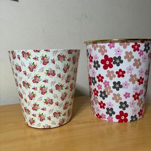 昭和レトロポップ　ゴミ箱2個組　花柄