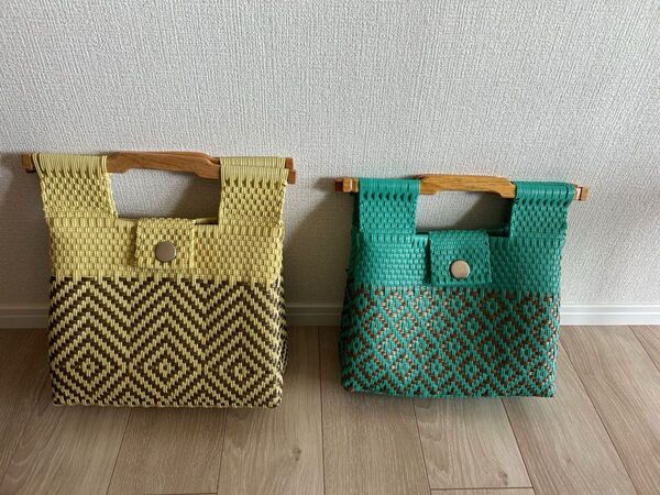 ハンドメイドバッグ トートバッグ 夏用バッグ ハンドメイド かごバック PPバンドバック プラカゴ