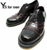 DEAD STOCK Y'S for men ステッチデザイン レザーシューズ ワイズ ヨウジヤマモト 革靴 leather shoes MY-A33-705 ブーツ 黒 ブラック M_画像1