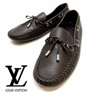 LOUISVUITTON シボレザー モカシンシューズ ルイヴィトン LVロゴ ドライビングシューズ デッキshoes ローファー スリッポン ブラウン 9