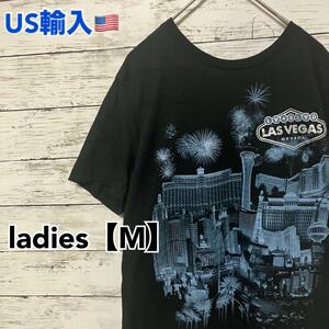 ●T70【US輸入】ヴィンテージ 半袖 Tシャツ ブラック系 ladies【M】