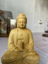 送料無料　仏教美術 彫刻工芸品 仏像 ●極美品●仏教美術 精密彫刻 仏像 手彫り 木彫仏像 大日如来座像_画像7